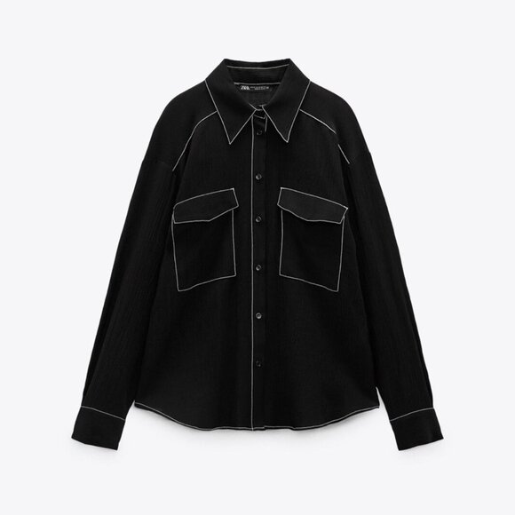 Zara Tops - Zara Contract Stitch Blouse - L